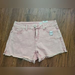 Pink Denim Distressed Shorts